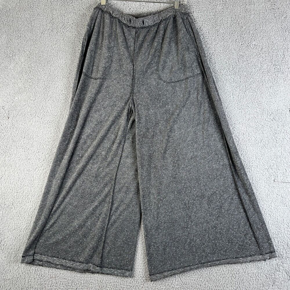Free People Pants Womens S Gray High Rise Make It Maxi Wide Leg Palazzo Pull On